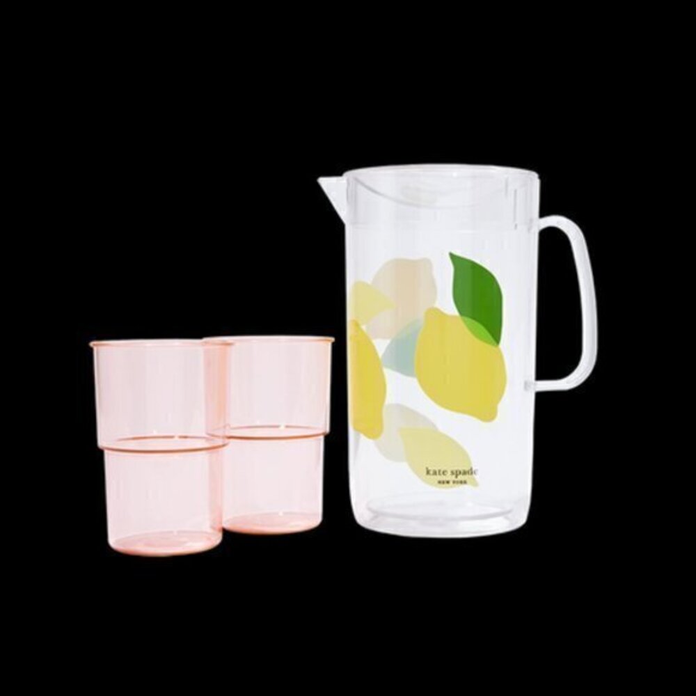KATE SPADE NEW YORK Lemon Pitcher & Set of 2 Cups